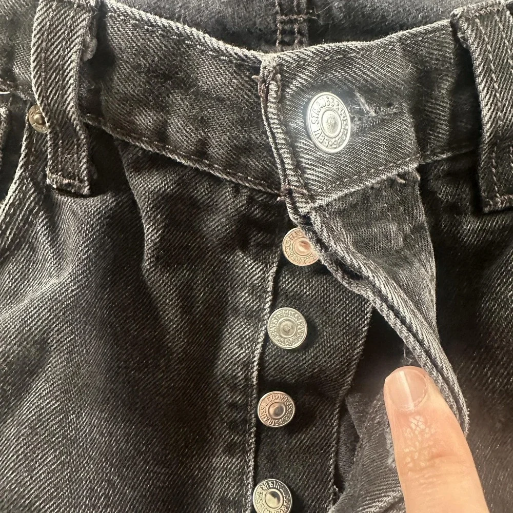 Levis 501xx Jeans Mens 34x30 Black Straight Leg Button Fly Dark Wash Denim Y2K